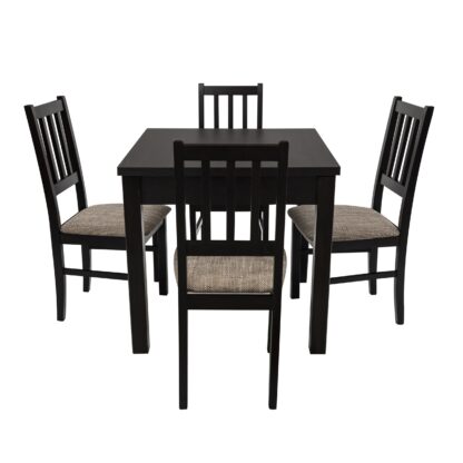Set masa fixa 80 cm cu 4 scaune tapitate, MB-13 Max9 si S-38 Boss4 W2, Wenge, lemn masiv de fag, stofa - imagine 4