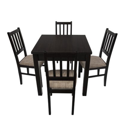 Set masa fixa 80 cm cu 4 scaune tapitate, MB-13 Max9 si S-38 Boss4 W2, Wenge, lemn masiv de fag, stofa - imagine 3