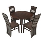 Set masa fixa 100 cm cu 4 scaune tapitate, MB-12 Poli3 si S-104 SB, Nuc, lemn masiv, stofa - imagine 2