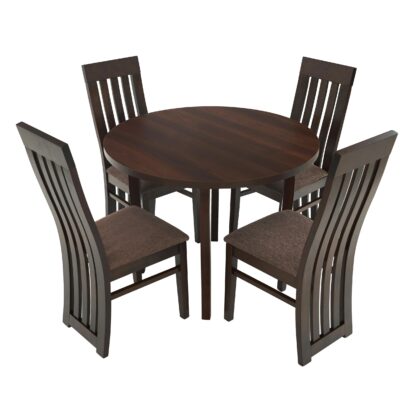 Set masa fixa 100 cm cu 4 scaune tapitate, MB-12 Poli3 si S-104 SB, Nuc, lemn masiv, stofa - imagine 2