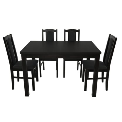 Set masa extensibila 120x150 cm cu 4 scaune tapitate, MB-13 Max5 si S-37 Boss7 W11, Wenge, lemn masiv, stofa
