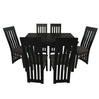 Set masa extensibila 120x150 cm cu 6 scaune tapitate, MB-13 Max5 si S-104 SM, Wenge, lemn masiv, stofa - imagine 5