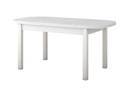 Set masa extensibila 160 x 200 cm cu 6 scaune tapitate, MB-12 Venus1 si S-37 Boss7 25B, Bialy, Lemn masiv de fag, Stofa - imagine 5