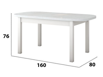 Set masa extensibila 160 x 200 cm cu 6 scaune tapitate, MB-12 Venus1 si S-37 Boss7 25B, Bialy, Lemn masiv de fag, Stofa - imagine 6