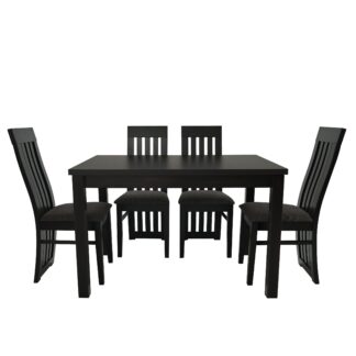 Set masa extensibila 120x150 cm cu 4 scaune tapitate, MB-13 Max5 si S-104 SM, Wenge, lemn masiv, stofa