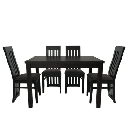 Set masa extensibila 120x150 cm cu 4 scaune tapitate, MB-13 Max5 si S-104 SM, Wenge, lemn masiv, stofa