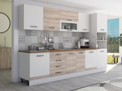 Bucatarie Alfa 320, sonoma/alb, blat termic nuc, corp pentru cuptor incorporabil - imagine 3