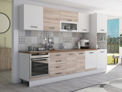 Bucatarie Alfa 320, sonoma/alb, blat termic nuc, corp pentru cuptor incorporabil - imagine 4