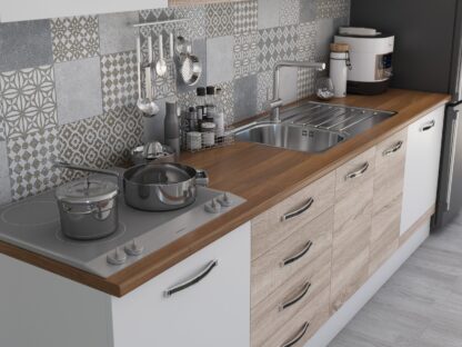 Bucatarie Alfa 320, sonoma/alb, blat termic nuc, corp pentru cuptor incorporabil - imagine 5