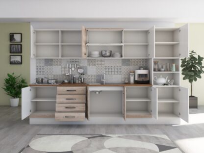 Bucatarie Alfa 320, sonoma/alb, blat termic nuc, corp pentru cuptor incorporabil - imagine 6