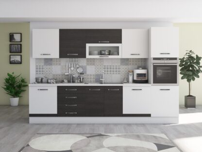 Bucatarie Alfa 320, wenge/alb, blat termic alb, corp pentru cuptor incorporabil - imagine 3