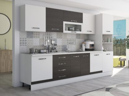 Bucatarie Alfa 320, wenge/alb, blat termic alb, corp pentru cuptor incorporabil - imagine 4