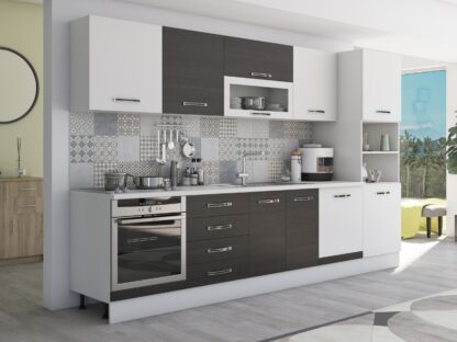 Bucatarie Alfa 320, wenge/alb, blat termic alb, corp pentru cuptor incorporabil - imagine 5