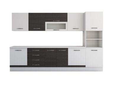 Bucatarie Alfa 320, wenge/alb, blat termic alb, corp pentru cuptor incorporabil - imagine 7