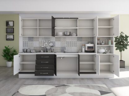 Bucatarie Alfa 320, wenge/alb, blat termic alb, corp pentru cuptor incorporabil - imagine 2