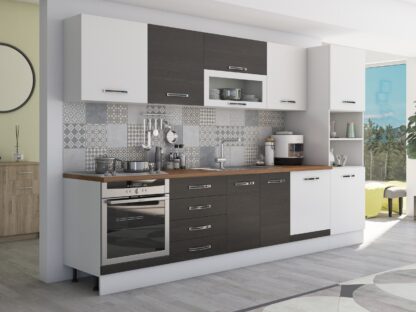Bucatarie Alfa 320, wenge/alb, blat termic nuc, corp pentru cuptor incorporabil - imagine 5