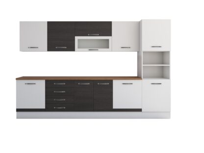 Bucatarie Alfa 320, wenge/alb, blat termic nuc, corp pentru cuptor incorporabil - imagine 7