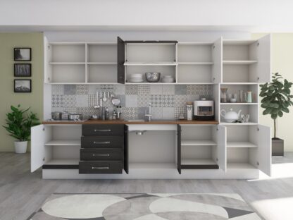 Bucatarie Alfa 320, wenge/alb, blat termic nuc, corp pentru cuptor incorporabil - imagine 2