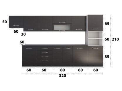 Bucatarie Alfa 380 cm, wenge, blat termic wenge, corp hota, soldat - imagine 4