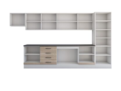 Bucatarie Alfa 380 cm, alb/sonoma, blat termic wenge, corp hota, soldat - imagine 4