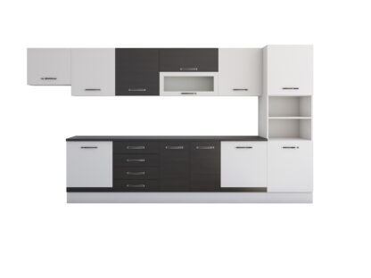 Bucatarie Alfa 380 cm, alb/wenge, blat termic wenge, corp hota, soldat - imagine 3