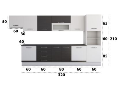 Bucatarie Alfa 380 cm, alb/wenge, blat termic wenge, corp hota, soldat - imagine 2