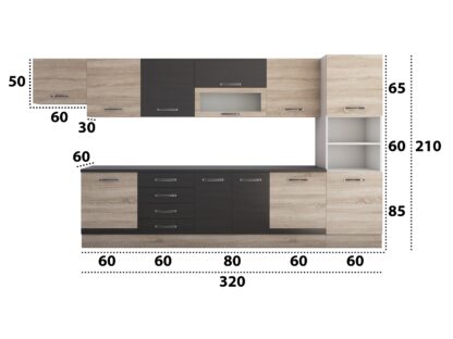 Bucatarie Alfa 380 cm, sonoma/wenge, blat termic wenge, corp hota, soldat - imagine 4