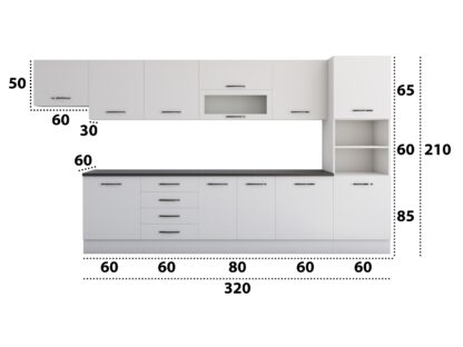Bucatarie Alfa 380 cm, alb, blat termic wenge, corp hota, soldat - imagine 3