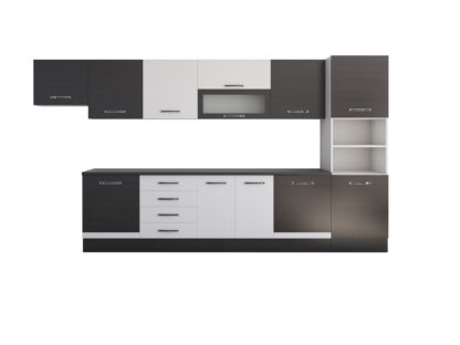 Bucatarie Alfa 380 cm, wenge/alb, blat termic wenge, corp hota, soldat - imagine 3