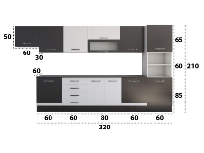 Bucatarie Alfa 380 cm, wenge/alb, blat termic wenge, corp hota, soldat - imagine 4