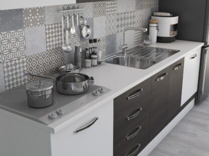 Bucatarie Alfa 260, cu vitrina, wenge/alb, blat termic alb - imagine 5