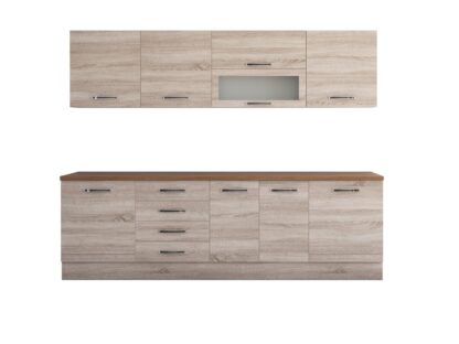 Bucatarie Alfa 260, cu vitrina, sonoma, blat termic nuc - imagine 7