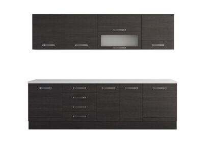 Bucatarie Alfa 260, cu vitrina, wenge, blat termic alb - imagine 7