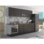 Bucatarie Alfa 260, cu vitrina, wenge, blat termic nuc - imagine 3