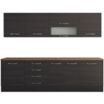 Bucatarie Alfa 260, cu vitrina, wenge, blat termic nuc - imagine 6