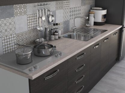 Bucatarie Alfa 260, cu vitrina, wenge, blat termic travertin - imagine 5