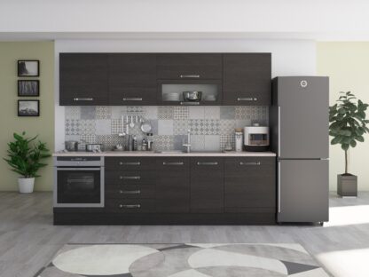 Bucatarie Alfa 260, cu vitrina, wenge, blat termic travertin - imagine 2