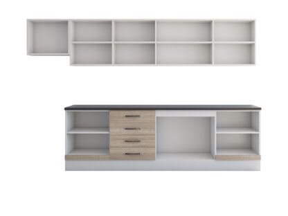 Bucatarie Alfa 320 cm, alb/sonoma, blat termic wenge, corp hota - imagine 3