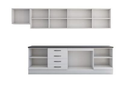 Bucatarie Alfa 320 cm, alb, blat termic wenge, corp hota - imagine 3