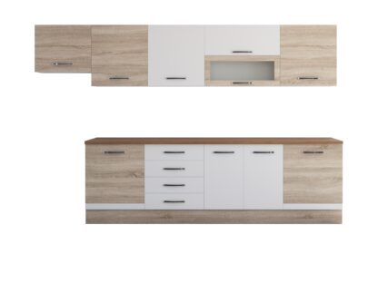 Bucatarie Alfa 320, alb/sonoma, blat termic nuc, corp hota - imagine 5