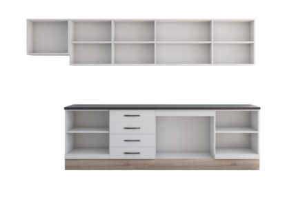 Bucatarie Alfa 320 cm, sonoma/alb, blat termic wenge, corp hota - imagine 3