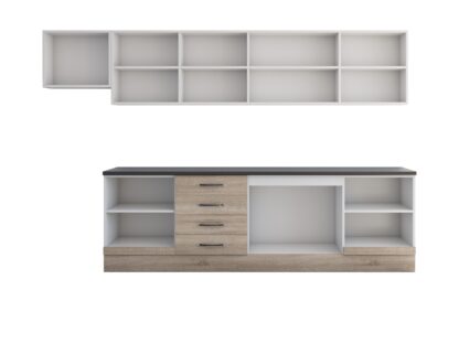 Bucatarie Alfa 320 cm, sonoma, blat termic wenge, corp hota - imagine 3