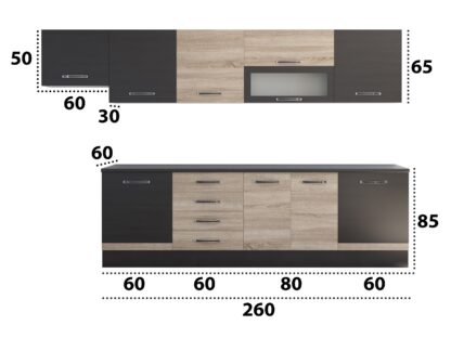 Bucatarie Alfa 320 cm, wenge/sonoma, blat termic wenge, corp hota - imagine 4