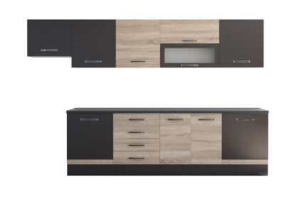 Bucatarie Alfa 320 cm, wenge/sonoma, blat termic wenge, corp hota - imagine 2