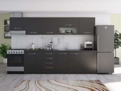 Bucatarie Alfa 320 cm, wenge, blat termic wenge, corp hota