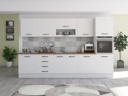 Bucatarie Alfa 320, alb, blat termic nuc, corp pentru cuptor incorporabil - imagine 3