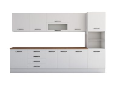 Bucatarie Alfa 320, alb, blat termic nuc, corp pentru cuptor incorporabil - imagine 7