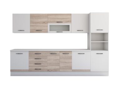 Bucatarie Alfa 320, sonoma/alb, blat termic alb, corp pentru cuptor incorporabil - imagine 7