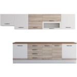 Bucatarie Alfa 320, sonoma/alb, blat termic nuc, corp hota - imagine 5