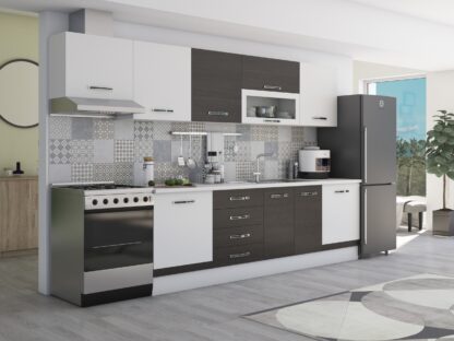 Bucatarie Alfa 320, wenge/alb, blat termic alb, corp hota - imagine 2